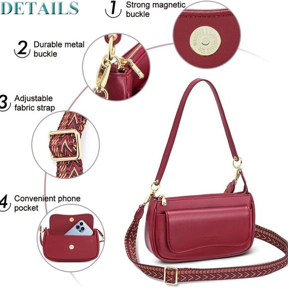 Brand New Small Vegan Crossbody Wine Handbag - Picture 5 of 11